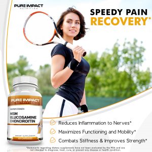 Pure Impact MSM Glucosamine Chondroitin | Unique Blend of Joint Pain Relief Components | Maximum Strength Dietary Supplement | 60 Capsules